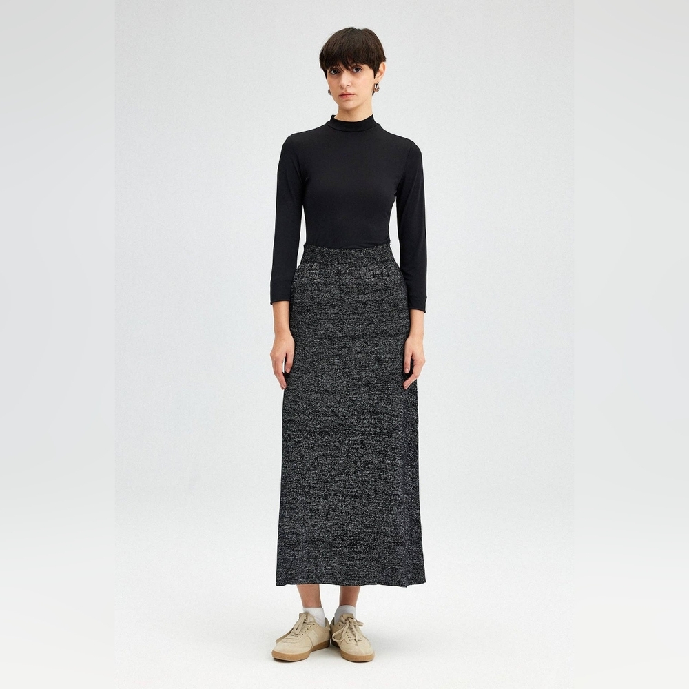 BASERANGE Black + Grey Mottled Knit Skirt S